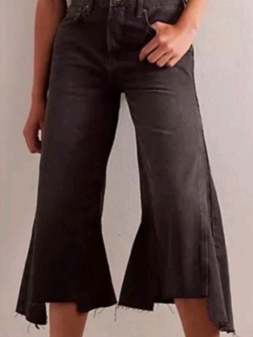 We The FREE , Anthropologie Women's Wide Leg Crop Jeans - Black